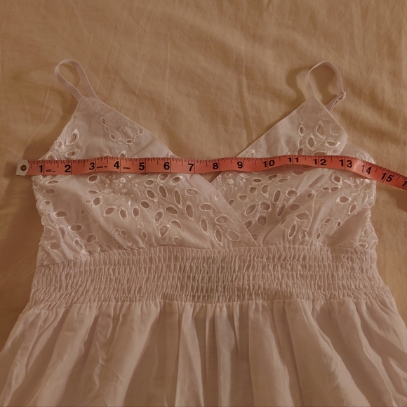 NWT White Cotton LAVANDE-11 Eyelet Lace Adjustable Maxi Sun Dress S / M, 4 / 6 - Picture 12 of 14